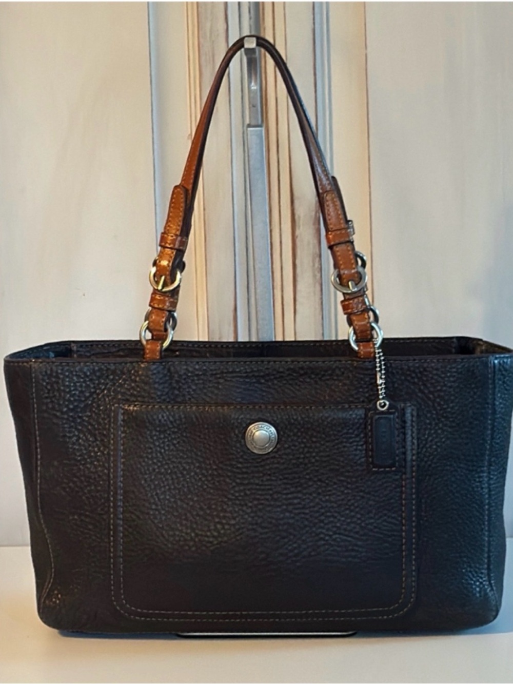 Vintage Coach Back Chelsea East West Tote 8E97 Pebbled Lesther